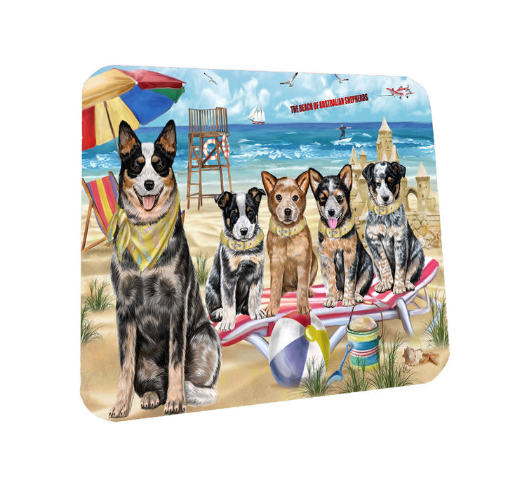 Pet Friendly Beach Australian Shepherd Dogs Coasters Set of 4 CSTA58083