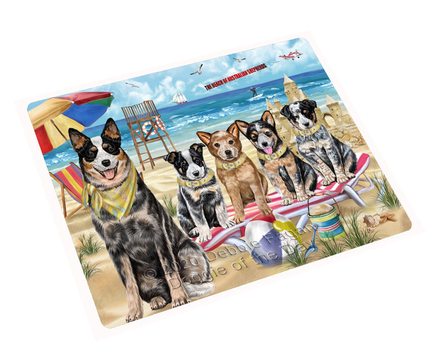Pet Friendly Beach Australian Shepherd Dogs Cutting Board - For Kitchen - Scratch & Stain Resistant - Designed To Stay In Place - Easy To Clean By Hand - Perfect for Chopping Meats, Vegetables, CA82408