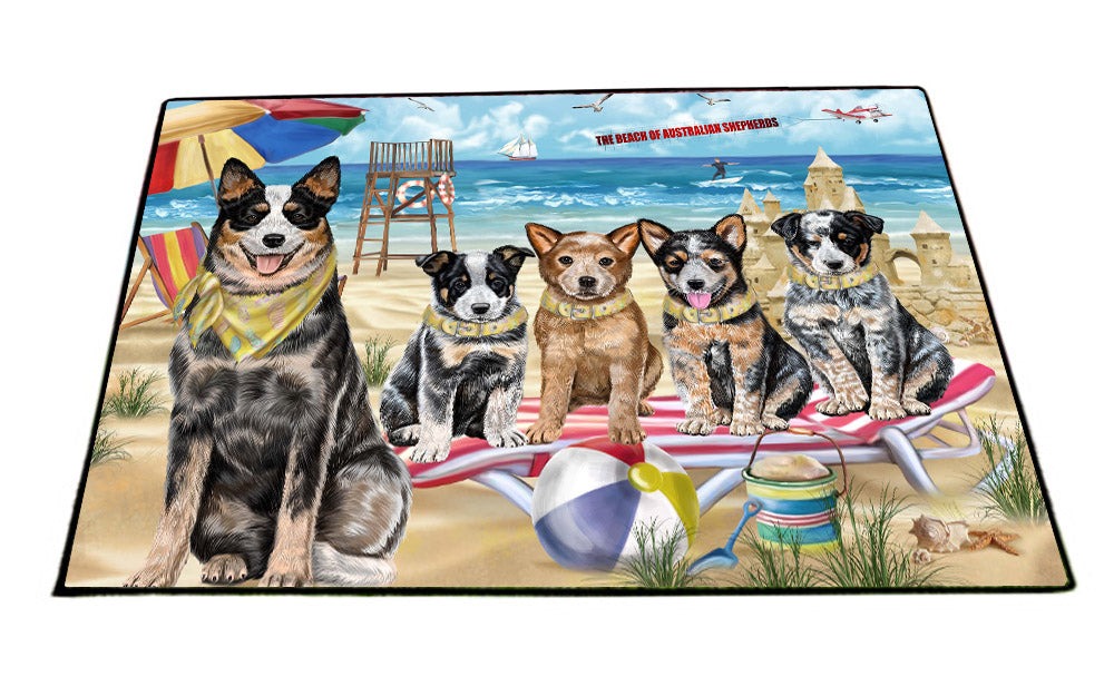Pet Friendly Beach Australian Shepherd Dogs Floormat FLMS55453