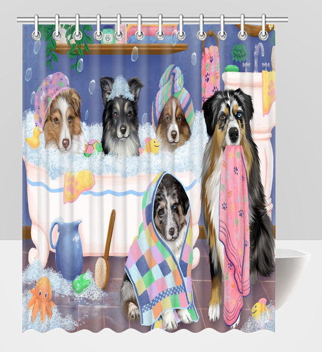 Rub A Dub Dogs In A Tub Australian Shepherd Dogs Shower Curtain