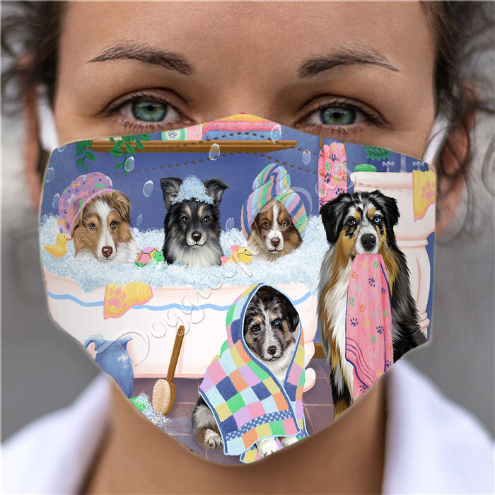 Rub A Dub Dogs In A Tub  Australian Shepherd Dogs Face Mask FM49471