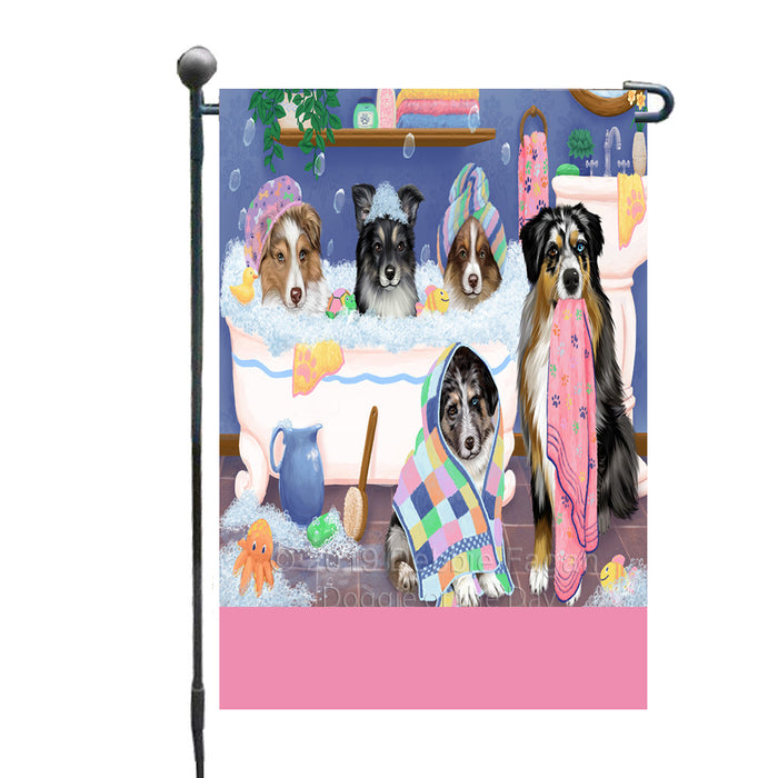 Personalized Rub A Dub Dogs In A Tub Australian Shepherd Dogs Custom Garden Flag GFLG64844