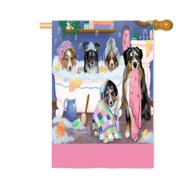 Personalized Rub A Dub Dogs In A Tub Australian Shepherd Dogs Custom House Flag FLG64309