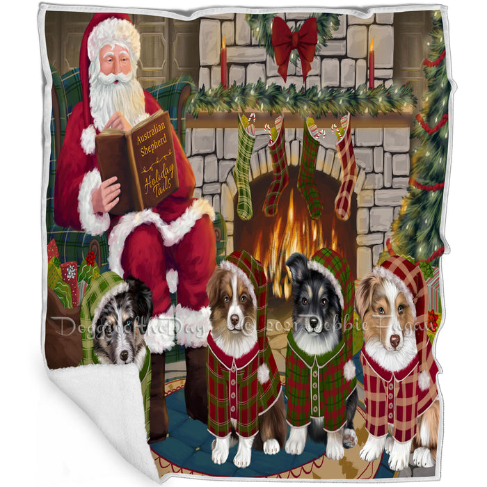 Christmas Cozy Holiday Tails Australian Shepherds Dog Blanket BLNKT115257