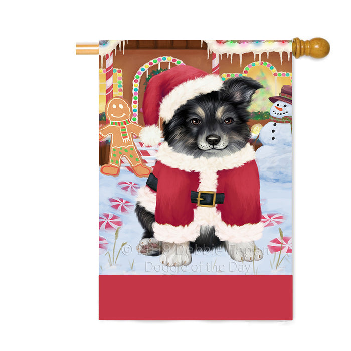 Personalized Gingerbread Candyfest Australian Shepherd Dog Custom House Flag FLG63697