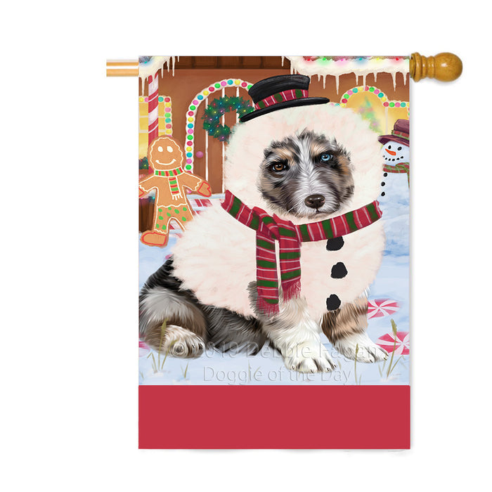 Personalized Gingerbread Candyfest Australian Shepherd Dog Custom House Flag FLG63698