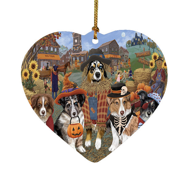 Halloween 'Round Town Australian Kelpie Dogs Heart Christmas Ornament HPOR57464