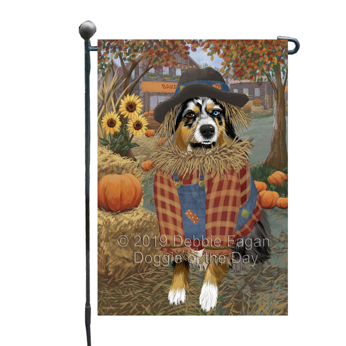 Halloween 'Round Town And Fall Pumpkin Scarecrow Both Australian Shepherd Dogs Garden Flag GFLG65626