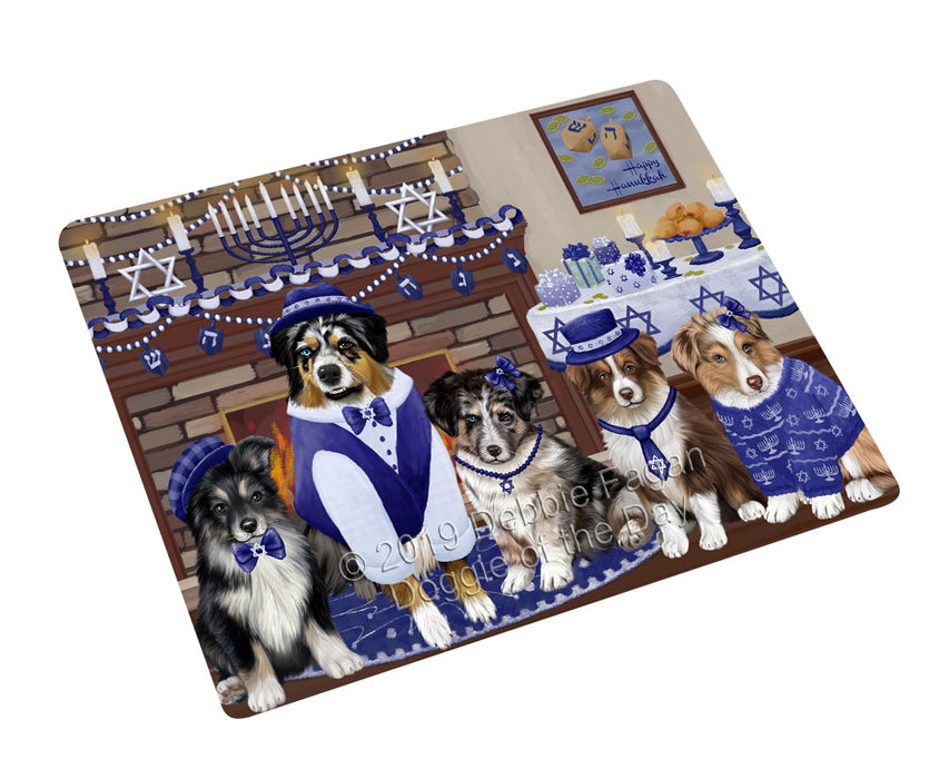 Happy Hanukkah Family and Happy Hanukkah Both Australian Shepherd Dogs Magnet MAG77560 (Small 5.5" x 4.25")