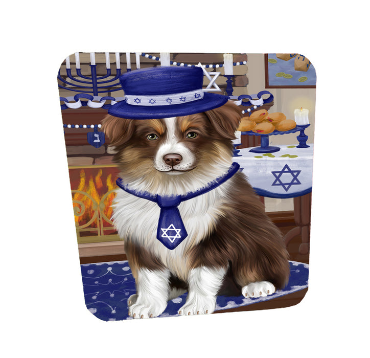 Happy Hanukkah Family Australian Kelpie Dogs Coasters Set of 4 CSTA57598
