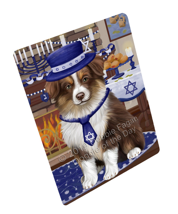 Happy Hanukkah Family and Happy Hanukkah Both Australian Shepherd Dog Cutting Board C77392