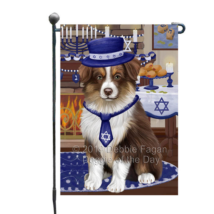 Happy Hanukkah Family and Happy Hanukkah Both Australian Shepherd Dog Garden Flag GFLG65687