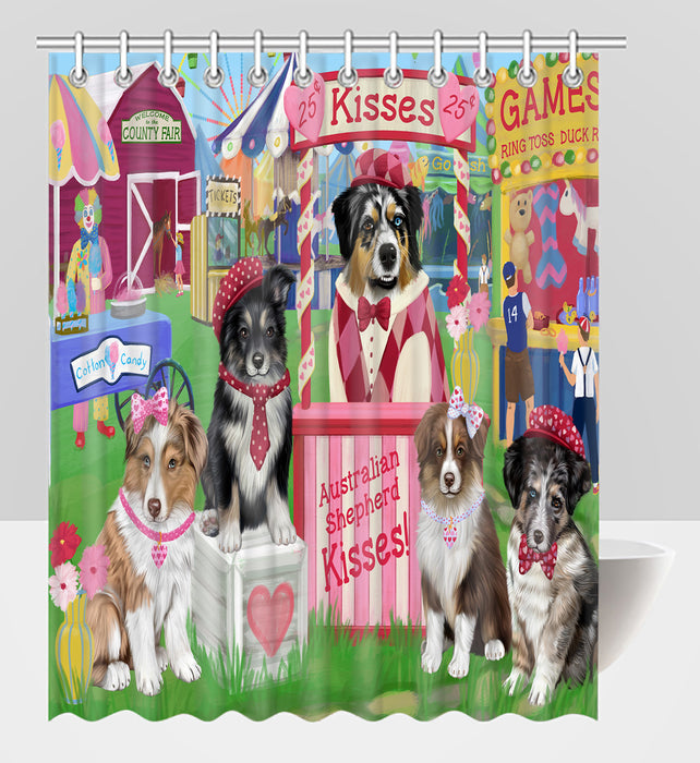 Carnival Kissing Booth Australian Shepherd Dogs Shower Curtain
