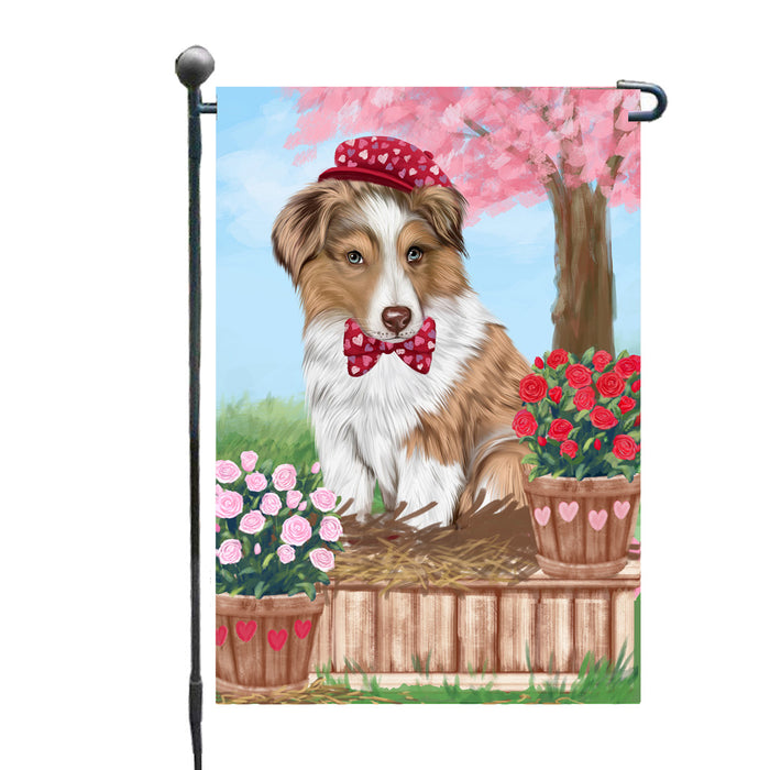 Personalized Rosie 25 Cent Kisses Australian Shepherd Dog Custom Garden Flag GFLG64631