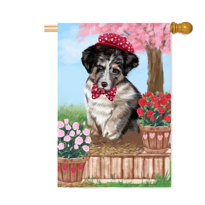 Personalized Rosie 25 Cent Kisses Australian Shepherd Dog Custom House Flag FLG64782