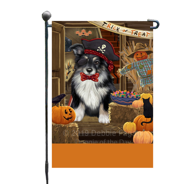 Personalized Enter at Own Risk Trick or Treat Halloween Australian Shepherd Dog Custom Garden Flags GFLG-DOTD-A59439