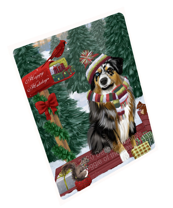 Christmas Woodland Sled Australian Shepherd Dog Cutting Board - For Kitchen - Scratch & Stain Resistant - Designed To Stay In Place - Easy To Clean By Hand - Perfect for Chopping Meats, Vegetables, CA83738