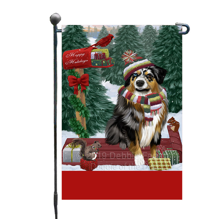 Personalized Merry Christmas Woodland Sled  Australian Shepherd Dog Custom Garden Flags GFLG-DOTD-A61481