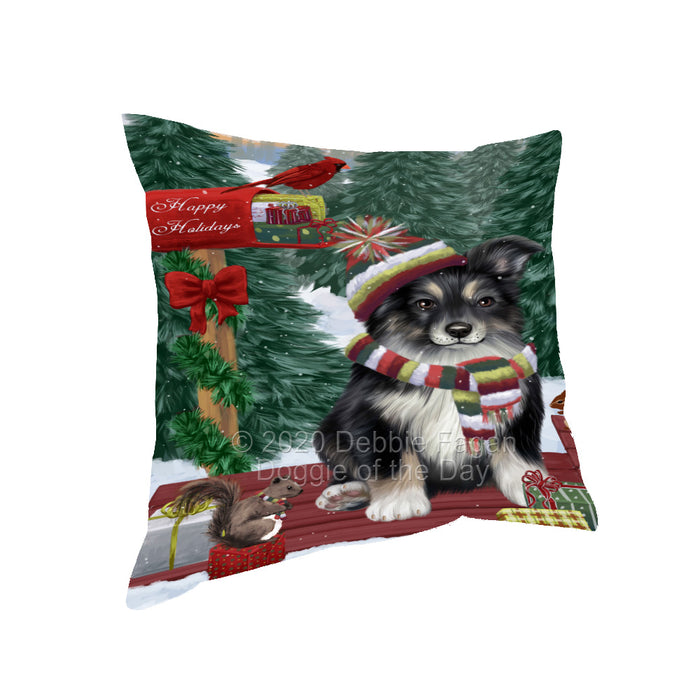 Christmas Woodland Sled Australian Shepherd Dog Pillow with Top Quality High-Resolution Images - Ultra Soft Pet Pillows for Sleeping - Reversible & Comfort - Ideal Gift for Dog Lover - Cushion for Sofa Couch Bed - 100% Polyester, PILA93505