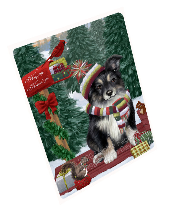 Christmas Woodland Sled Australian Shepherd Dog Cutting Board - For Kitchen - Scratch & Stain Resistant - Designed To Stay In Place - Easy To Clean By Hand - Perfect for Chopping Meats, Vegetables, CA83740