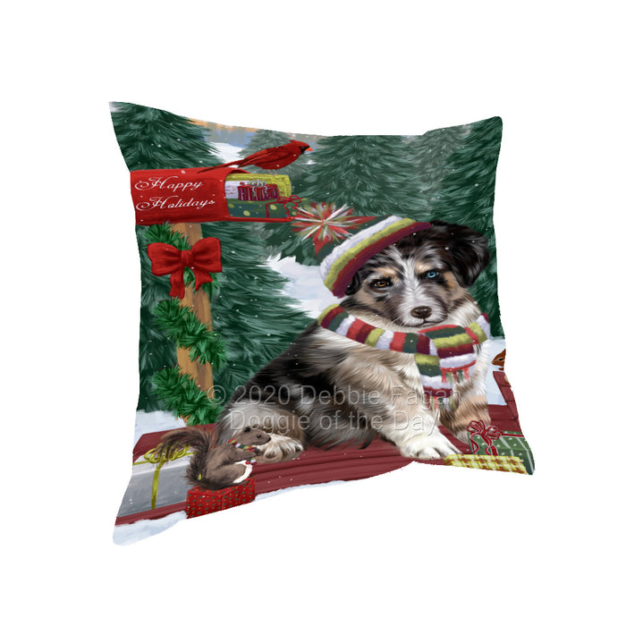 Christmas Woodland Sled Australian Shepherd Dog Pillow with Top Quality High-Resolution Images - Ultra Soft Pet Pillows for Sleeping - Reversible & Comfort - Ideal Gift for Dog Lover - Cushion for Sofa Couch Bed - 100% Polyester, PILA93511