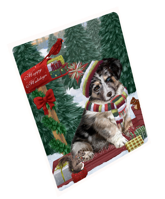 Christmas Woodland Sled Australian Shepherd Dog Cutting Board - For Kitchen - Scratch & Stain Resistant - Designed To Stay In Place - Easy To Clean By Hand - Perfect for Chopping Meats, Vegetables, CA83744