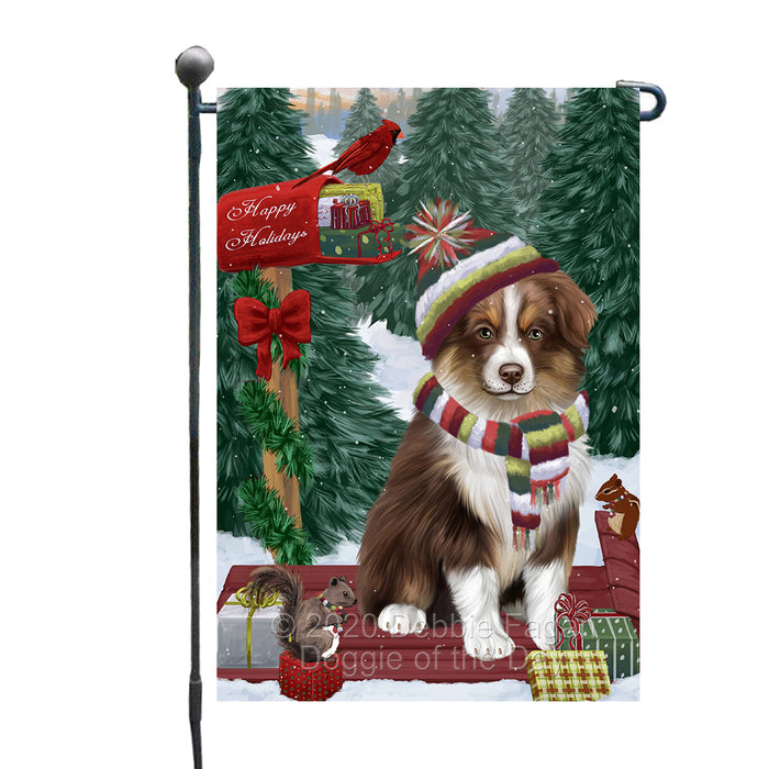 Christmas Woodland Sled Australian Shepherd Dog Garden Flags Outdoor Decor for Homes and Gardens Double Sided Garden Yard Spring Decorative Vertical Home Flags Garden Porch Lawn Flag for Decorations GFLG68388