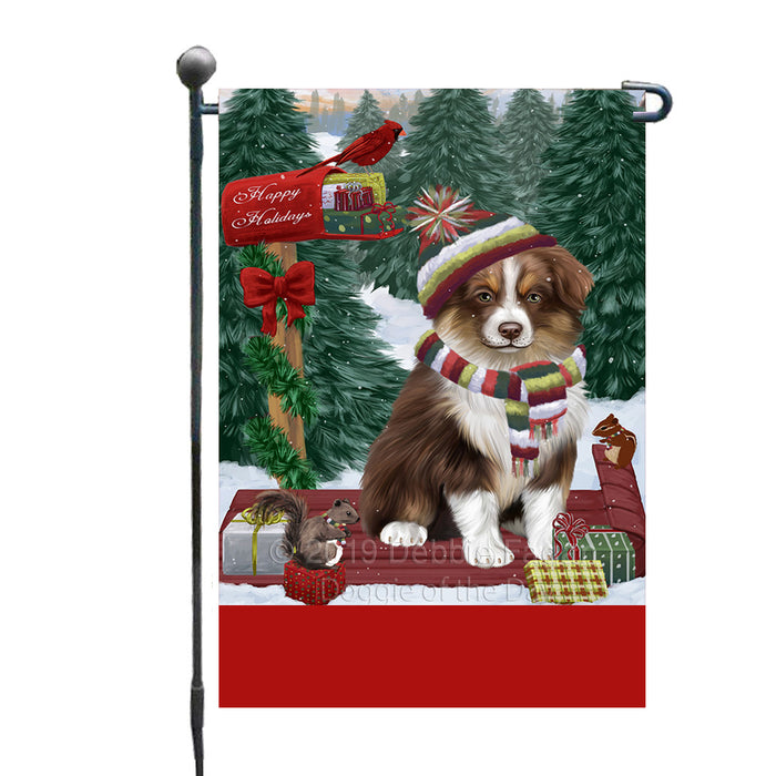 Personalized Merry Christmas Woodland Sled  Australian Shepherd Dog Custom Garden Flags GFLG-DOTD-A61484