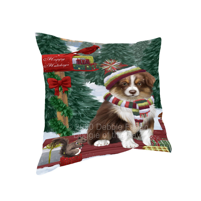 Christmas Woodland Sled Australian Shepherd Dog Pillow with Top Quality High-Resolution Images - Ultra Soft Pet Pillows for Sleeping - Reversible & Comfort - Ideal Gift for Dog Lover - Cushion for Sofa Couch Bed - 100% Polyester, PILA93514