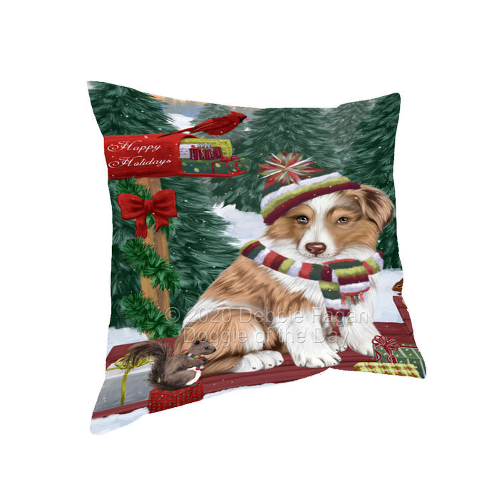 Christmas Woodland Sled Australian Shepherd Dog Pillow with Top Quality High-Resolution Images - Ultra Soft Pet Pillows for Sleeping - Reversible & Comfort - Ideal Gift for Dog Lover - Cushion for Sofa Couch Bed - 100% Polyester, PILA93517