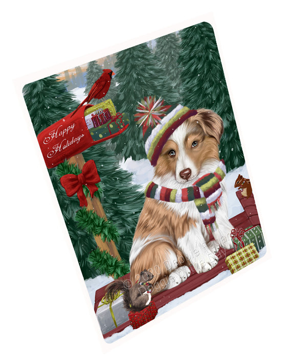 Christmas Woodland Sled Australian Shepherd Dog Cutting Board - For Kitchen - Scratch & Stain Resistant - Designed To Stay In Place - Easy To Clean By Hand - Perfect for Chopping Meats, Vegetables, CA83748