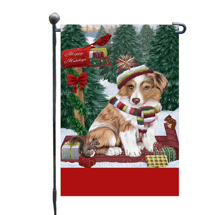 Personalized Merry Christmas Woodland Sled  Australian Shepherd Dog Custom Garden Flags GFLG-DOTD-A61485