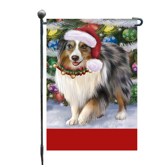 Personalized Trotting in the Snow Australian Shepherd Dog Custom Garden Flags GFLG-DOTD-A60662