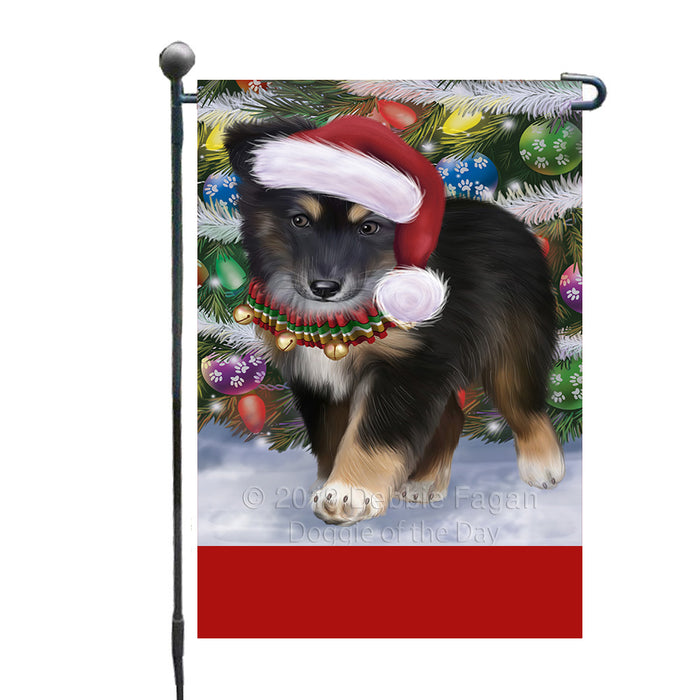 Personalized Trotting in the Snow Australian Shepherd Dog Custom Garden Flags GFLG-DOTD-A60663