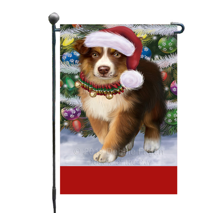 Personalized Trotting in the Snow Australian Shepherd Dog Custom Garden Flags GFLG-DOTD-A60665