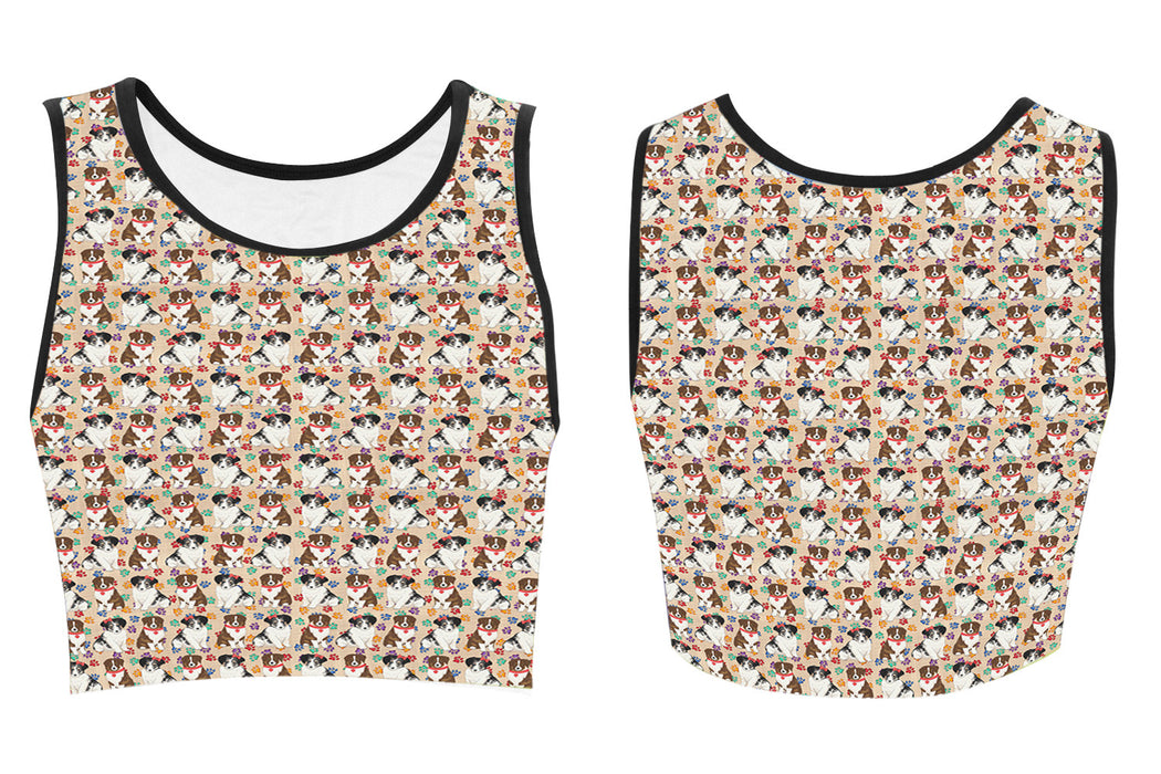 Rainbow Paw Print Australian Shepherd Dogs Red Women's Crop Top