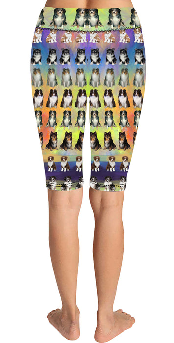 Paradise Wave Australian Shepherd Dogs Knee Length Leggings