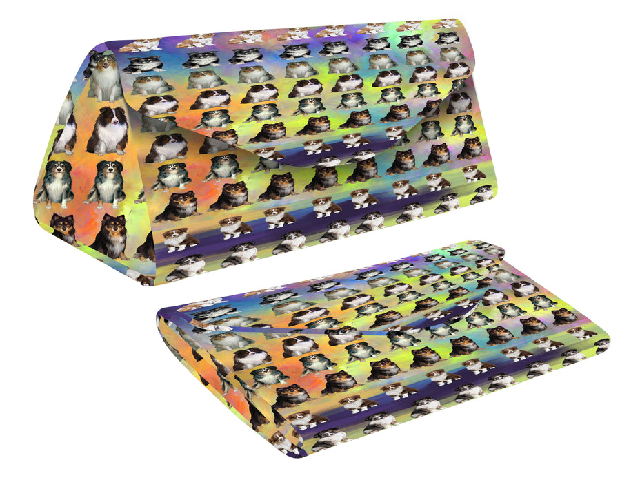 Paradise Wave Australian Shepherd Dogs Foldable Glasses Case