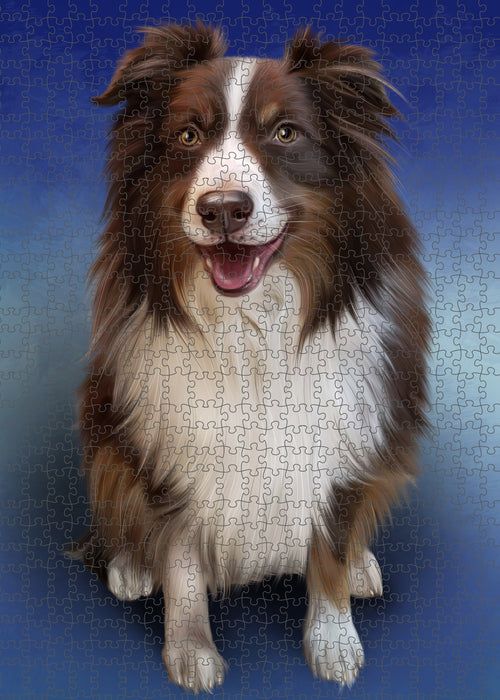 Australian Shepherd Dog Portrait Jigsaw Puzzle for Adults Animal Interlocking Puzzle Game Unique Gift for Dog Lover's with Metal Tin Box PZL992
