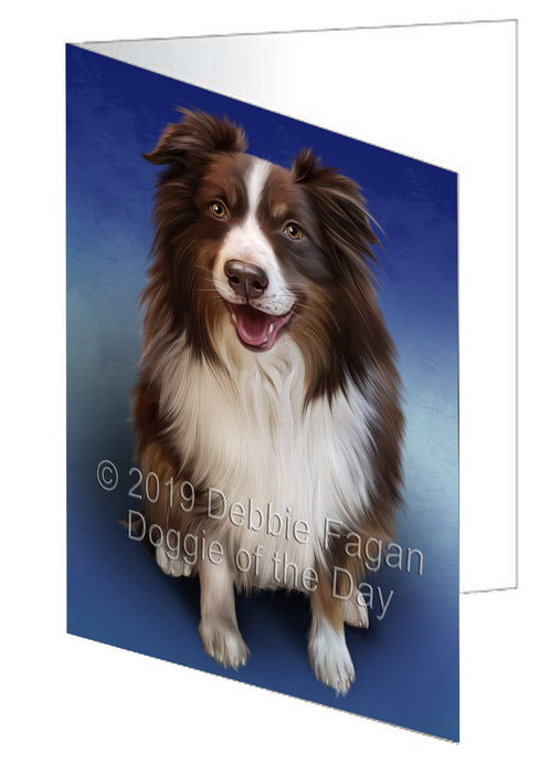 Australian Shepherd Dog Handmade Artwork Assorted Pets Greeting Cards and Note Cards with Envelopes for All Occasions and Holiday Seasons GCD77555