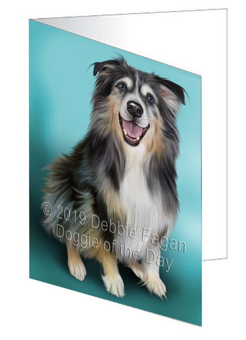 Australian Shepherd Dog Handmade Artwork Assorted Pets Greeting Cards and Note Cards with Envelopes for All Occasions and Holiday Seasons GCD77558