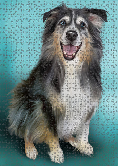 Australian Shepherd Dog Portrait Jigsaw Puzzle for Adults Animal Interlocking Puzzle Game Unique Gift for Dog Lover's with Metal Tin Box PZL993