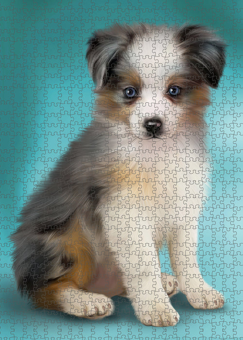 Australian Shepherd Dog Portrait Jigsaw Puzzle for Adults Animal Interlocking Puzzle Game Unique Gift for Dog Lover's with Metal Tin Box PZL995