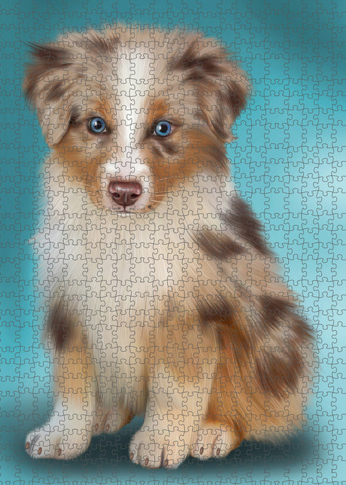 Australian Shepherd Dog Portrait Jigsaw Puzzle for Adults Animal Interlocking Puzzle Game Unique Gift for Dog Lover's with Metal Tin Box PZL997