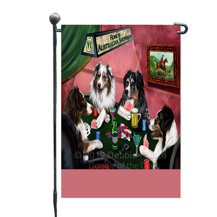 Personalized Home of Australian Shepherd Dogs Four Dogs Playing Poker Custom Garden Flags GFLG-DOTD-A60235