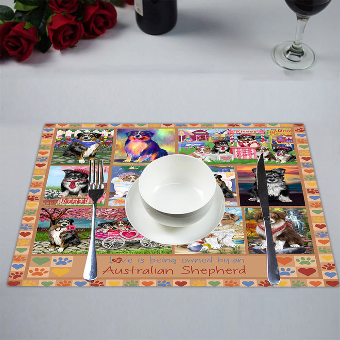 Love is Being Owned Australian Shepherd Dog Beige Placemat
