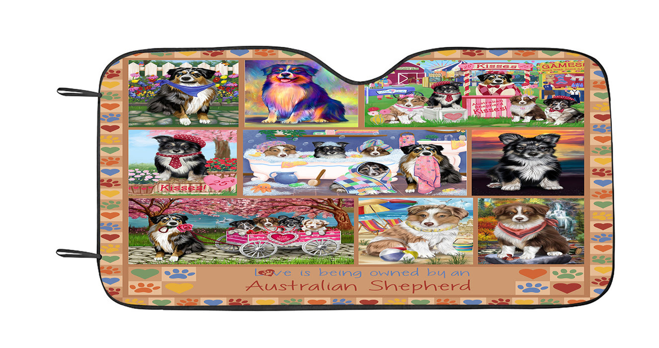 Love is Being Owned Australian Shepherd Dog Beige Car Sun Shade