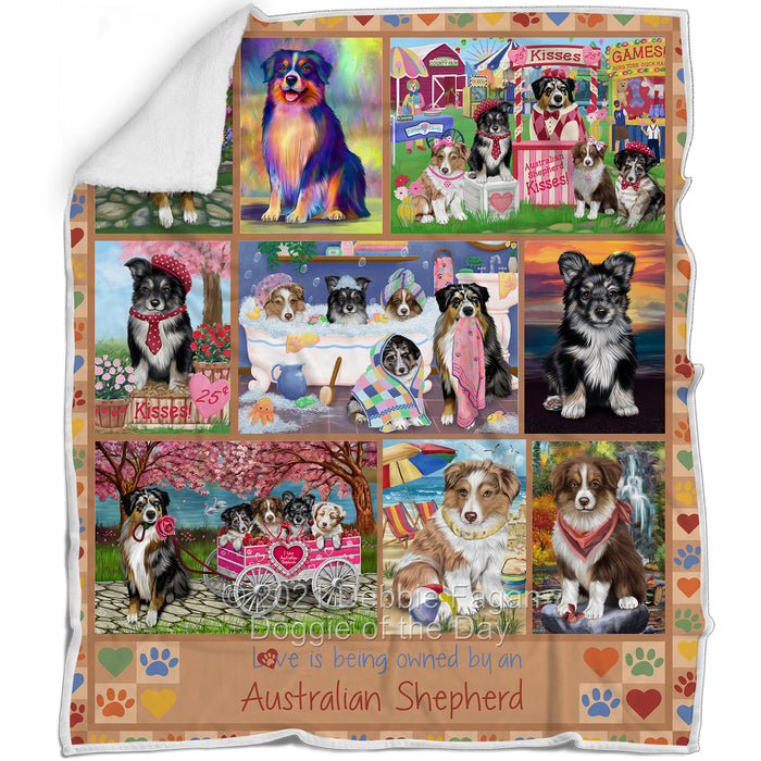 Love is Being Owned Australian Shepherd Dog Beige Blanket BLNKT136938