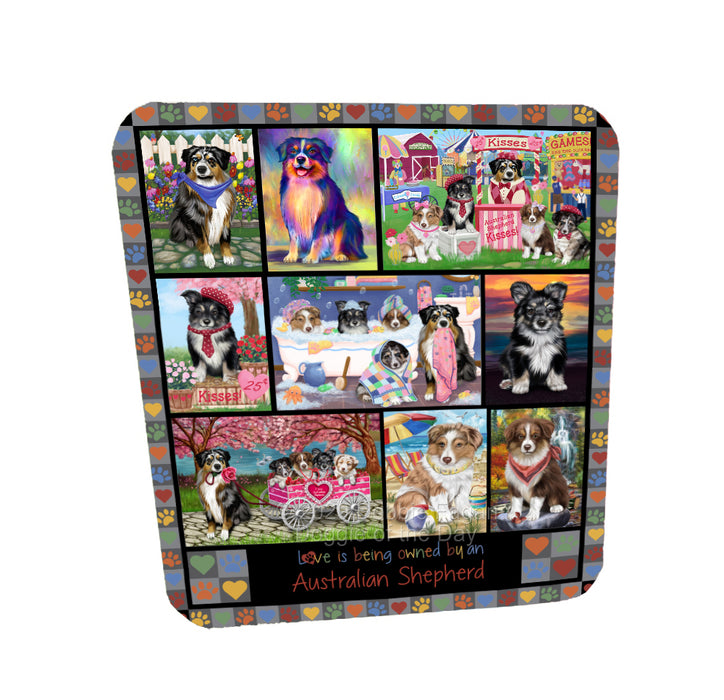 Love is Being Owned Australian Shepherd Dog Grey Coasters Set of 4 CSTA57685