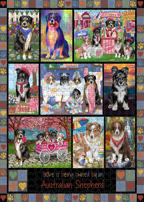 Love is Being Owned Australian Shepherd Dog Grey Puzzle with Photo Tin PUZL98216